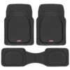 Motor Trend FlexTough Floor Mats for Cars, Black Deep Dish All-Weather Mats, Waterproof Trim-To Fit Automotive Floor Mats for Cars Trucks SUV, Universal Floor Liner Car Accessories
